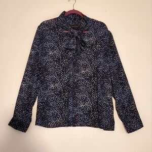 Banana Republic Silky Polka Dot‎ Neck Tie Blouse Top Size XL